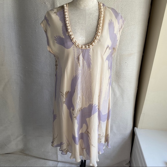 Reformation OG Silk Vintage 90s Crane Print Dress - Picture 3 of 8